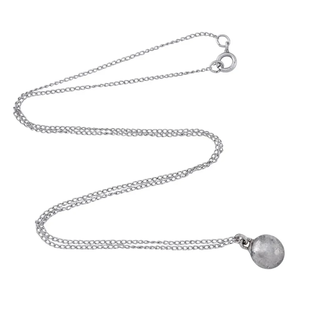 Vintage Sterling Silver 925 Ball Pendant Necklace 17.5